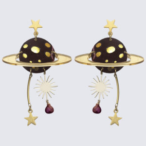 Space bling granat pendientes