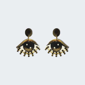 Brown lashes earrings